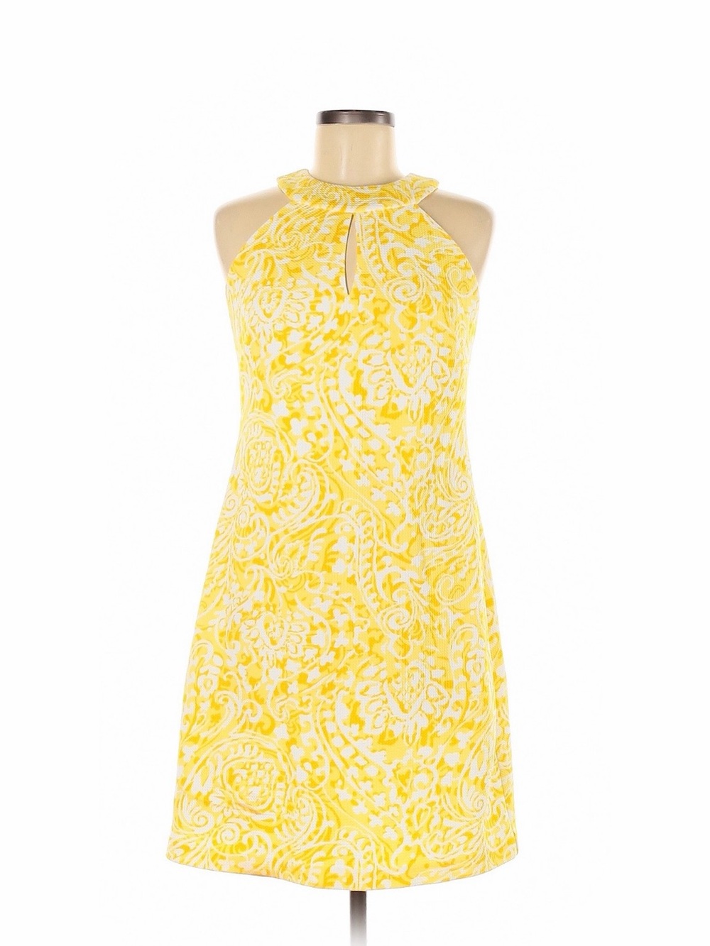 Vince Camuto Yellow & White Halter Mini Dress
